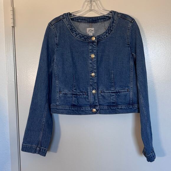 J Crew Louisa Lady Denim Jacket in Indigo Wash Size 12 - Picture 2 of 6